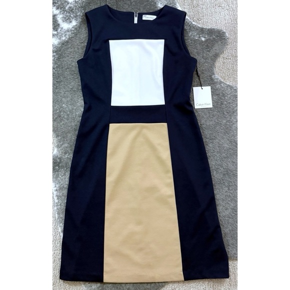 NWT Calvin Klein Color Block Sheath Dress - Picture 2 of 10